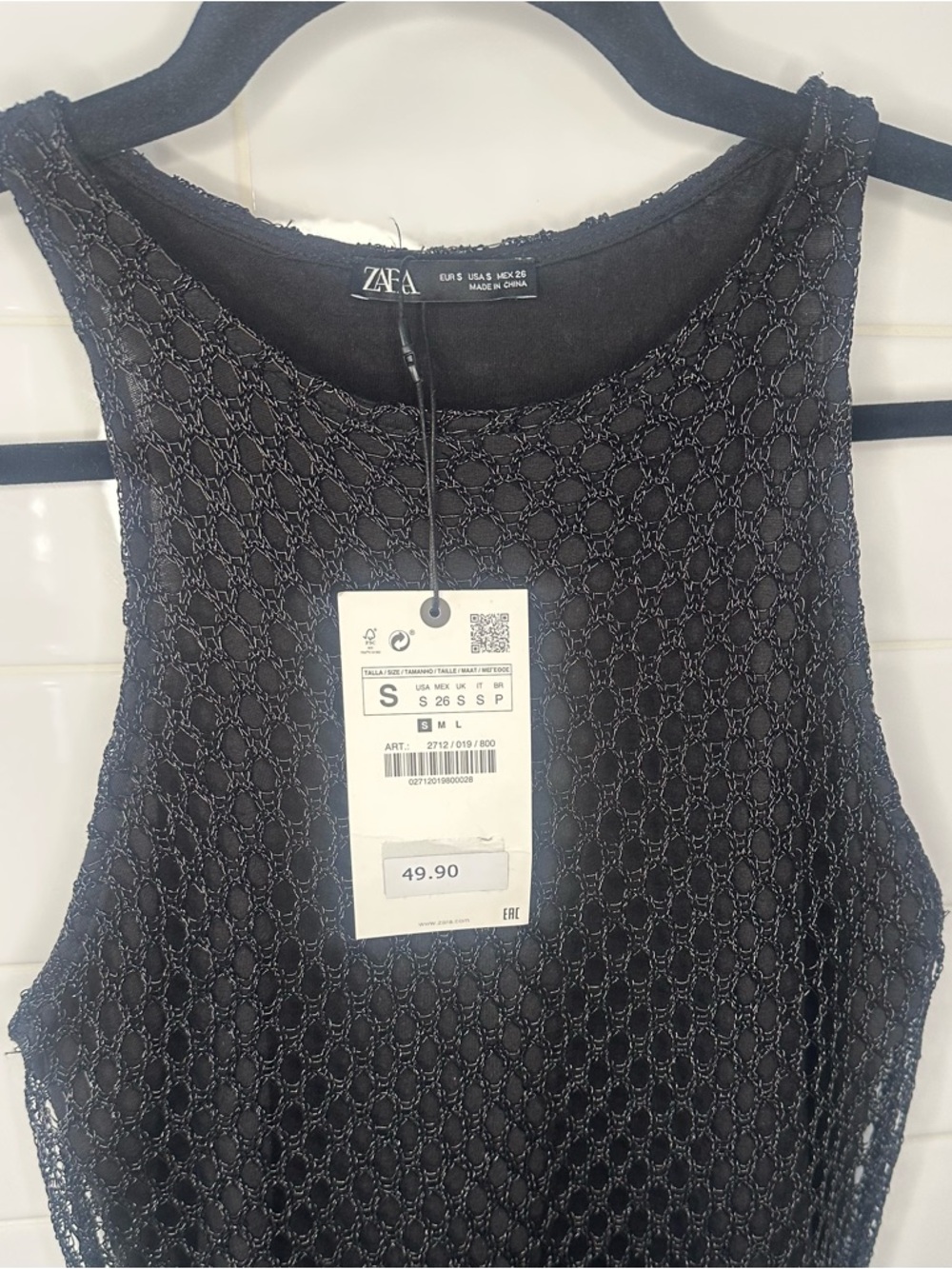 Zara Black EdgyTankCrochet Net Maxi Dress - Picture 3 of 9